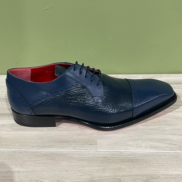 Emilio Franco dress shoes navy deerskin/leather calf Oxford captoe main image 5